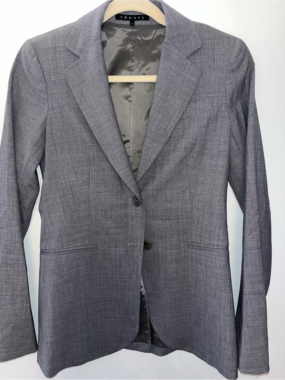 Theory Women’s Charcoal Gray Two-Button Tailored Blazer